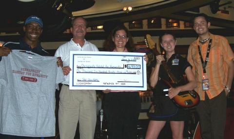 Dave H. presents the donation with Baltimore staff